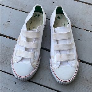 White, low cut, Velcro PF flyers, size 13